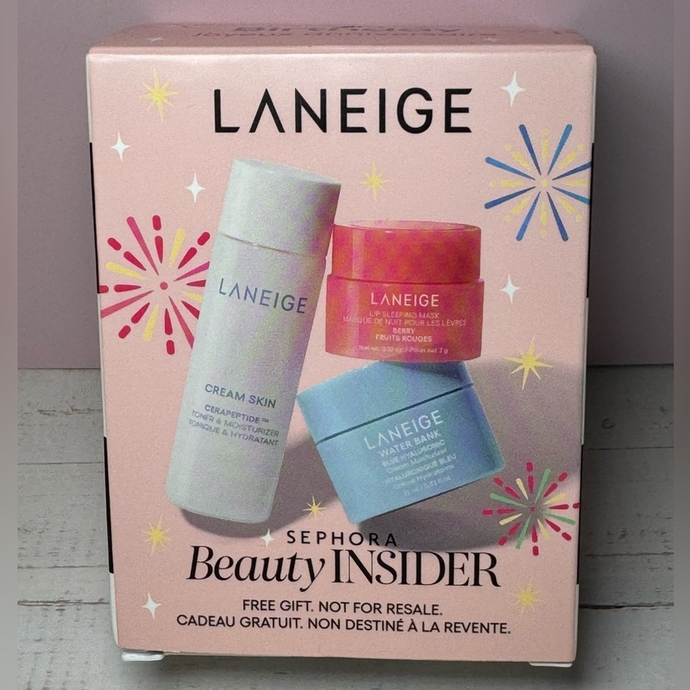 Laneige -Birthday Bundle -Cerapeptide Toner/Hyaluronic Moisturizer/Lip Mask -NEW
